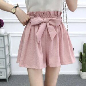 yesstyle pink high waisted tie shorts | womens shorts bottoms